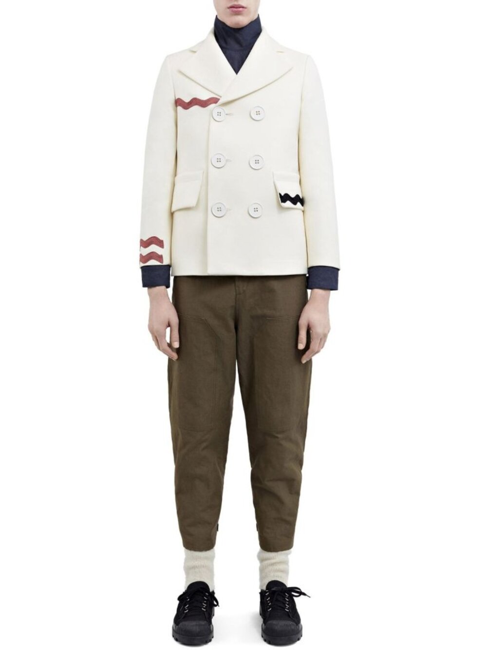 ACNE STUDIOS AW16 RUNWAY White Double Breasted Blazer Jacket Sz 46 Jake Ribbon